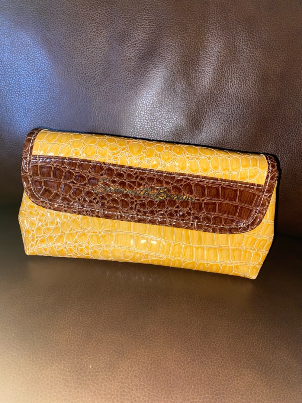 Samantha Brown Croc-Embossed Toiletries Bag.